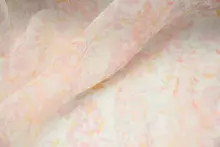 半透明 チュニック用素材【水色・オレンジ・スズラン柄・ダブルシフォン】
