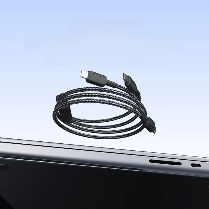 ANKER 二合一タイプC対応編み込み高速充電データケーブル【高出力・二股設計・車載・オフィス用】