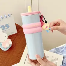 高級感ある陶器内蔵の保冷保温カップ【吸管付き・大容量・携帯用】