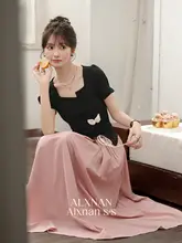 花柄デザインの通勤Tシャツ【フレンチスタイル・半身スカート・極上の柔らかさ】（セットアップ対応）