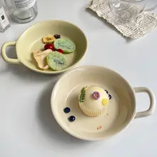 おしゃれな陶製サラダボウル【片耳・平底・デザート・フルーツ用】