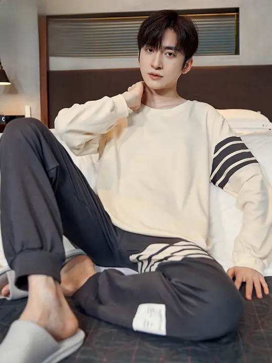 男性用パジャマ【コットンモダール・夏用・長袖・ウェア・大きいサイズ】（セットアップ対応）