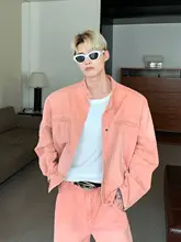 肩パッド付き デニムジャケット【メンズ・ヴィンテージ風・フィット】とストレートパンツ（セットアップ対応）