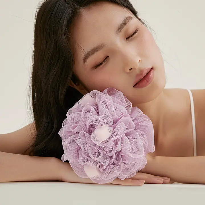SANLI ボディスポンジ 泡立てネット あかすり レディース キッズ ガールズ ふわふわ 泡立ち抜群 大判 ほつれにくい キュート 上質