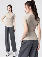 女性用アウトドア登山ウェア【ファッション・半ジップ・短袖・透湿・速乾・ジム・ 夏用】（セットアップ対応）