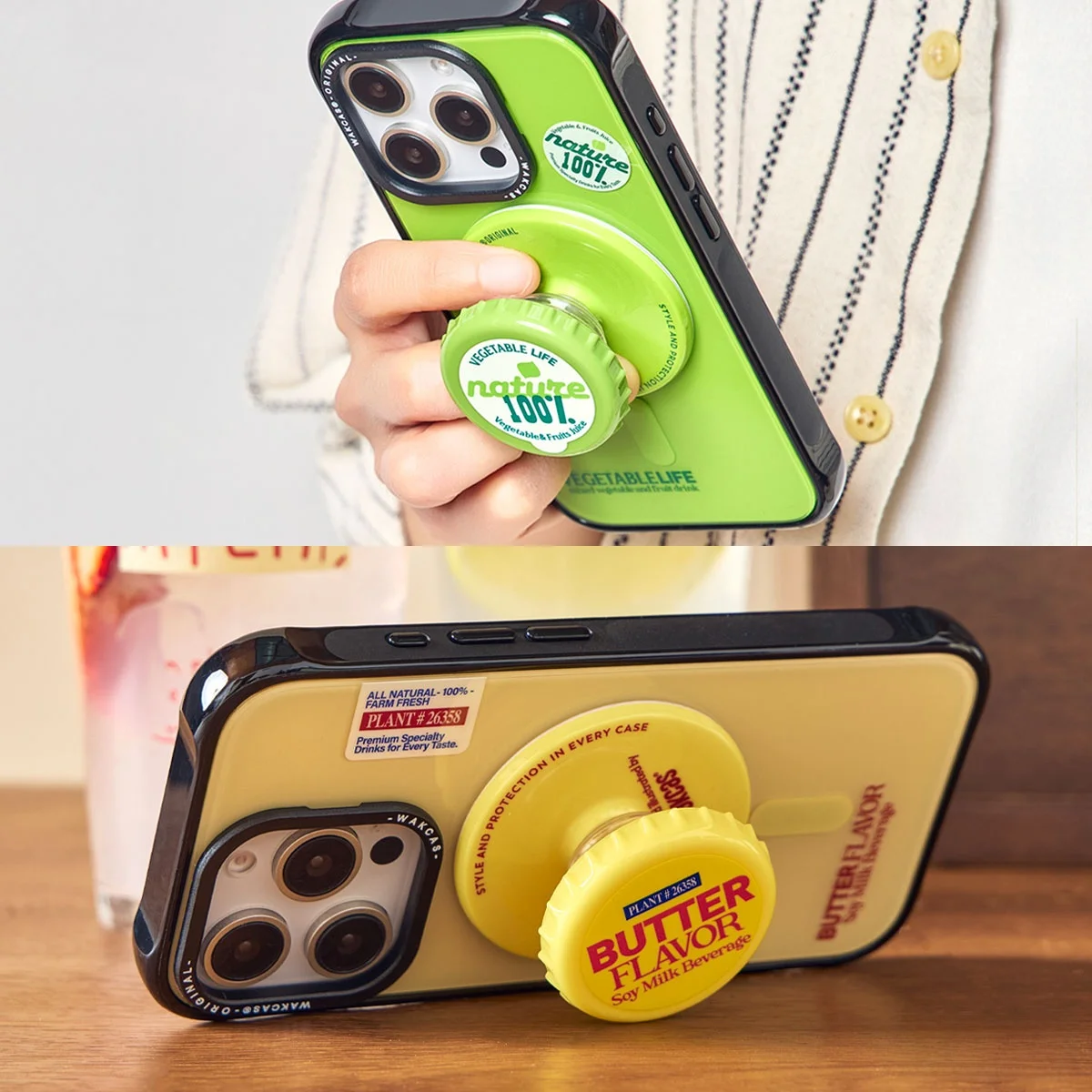 カラフルな瓶蓋デザインのマグネット式スマホスタンド：磁気固定でどこでも安定した視認性を実現
