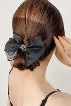 オーガンジーリボン付きヘアバンド【ブラック・秋用・ハイエンドデザイン】