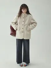 AMUUオリジナル ボア仕立てのスタンドカラーコート【秋冬向け・厚手・暖かい】