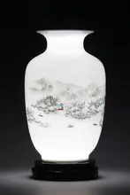 景德鎮製 陶器製小花瓶【乾燥花用・中華風インテリア・リビング飾り】