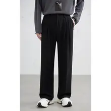 高級感のあるフィットのウール混合ワイドパンツ【春用・メンズ・スーツスタイル対応】