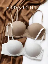 光沢のあるシームレスブラ【女性用・ハーフカップ・セクシー・ワイヤー入り】