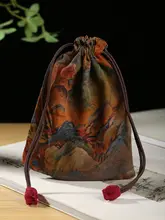 新中式デザインの手作りサテン製小銭入れ【ハンドストラップ・携帯用】