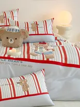 カートゥーンデザインの刺繍入り長綿四点セット【子供用・デジタルプリント・柔らかい肌触り】（セットアップ対応）