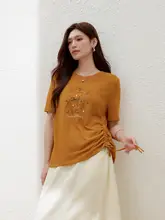 抽绳デザインTシャツ【大きいサイズ・ファッション・スリム効果】（セットアップ対応）