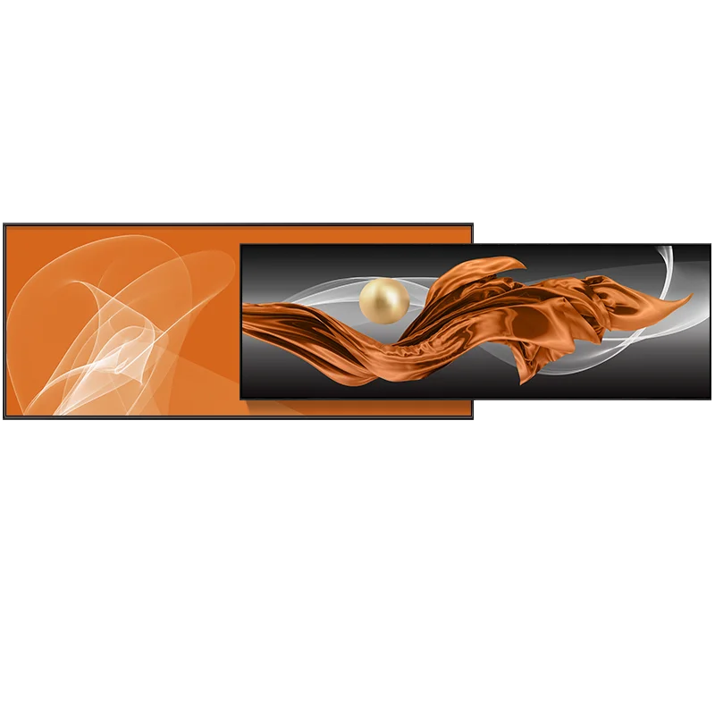 モダン抽象リビングルームアート【オレンジ・壁掛け・ライトアップデザイン】