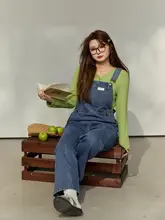 秋のファッションに最適！ストレートデザインのデニムオーバーオール【大きいサイズ対応・美スタイル】（セットアップ対応）