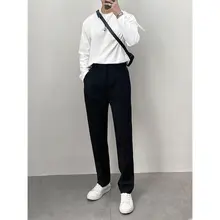 春夏用 薄手のウエストゴム メンズカジュアルパンツ【ゆったりとしたストレートシルエット・シンプルデザイン】