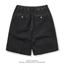 デニムショートパンツ【ゆったりシルエット・水洗い加工・カジュアルスタイル】