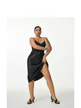 春用Vネックウエストタイトキャミソールドレス【光沢感のあるアセテート混合サテン】