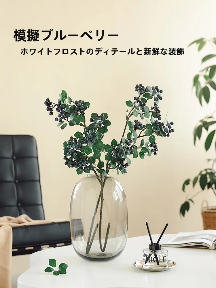 南十字星ブルーベリー造花高枝フラワーブランチ：室内装飾用の高級感と自然な雰囲気を実現