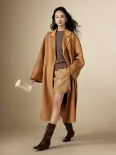 洗練されたデザイン！ダブルフェイスの水波纹ロングカシミヤウールコート