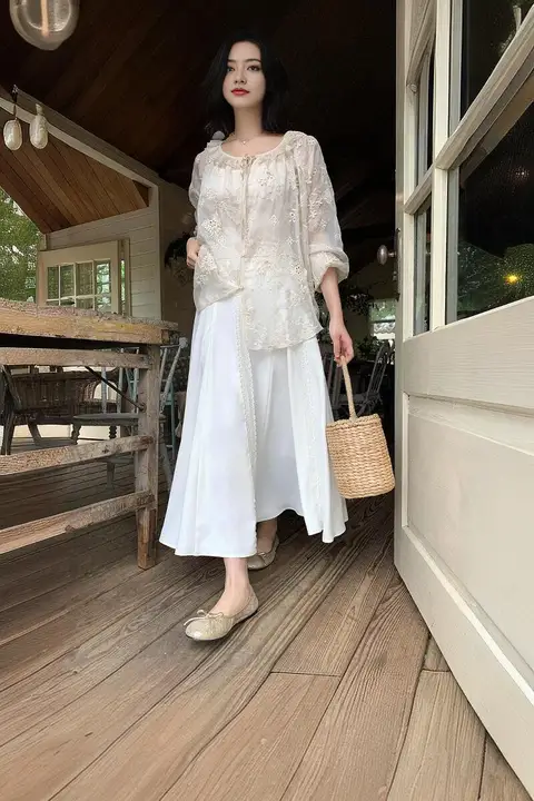 Aライン スカート 女性 夏 小柄 ハイウエスト 気質 裾の花模様