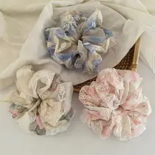 フランス風のメッシュ刺繍立体小花デザインのヘアゴム【高級感のある女性用アップスタイル用】