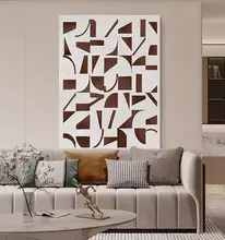 手描き抽象幾何デザインの玄関用アートパネル【モダン・シンプルスタイル・リビング用壁掛け】