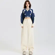 レディース 春用 ベージュワイドデニムパンツ【高腰・フィット・ロング丈】