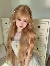 ロングウィッグ【金色・ロリータスタイル・全頭用・韓国系デザイン】