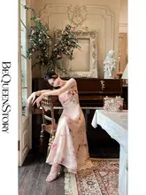 エレガントなレトロデザインのフラワープリントキャミソールドレス【ウエストシェイプ・胸パッド付き】