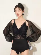 女性用レースビキニカバーアップ【セクシー・リゾートスタイル・温泉用】（セットアップ対応）