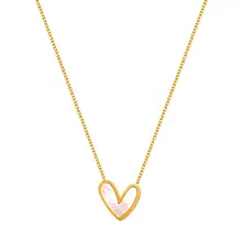 ハート型シェルデザインのチタン製ネックレス【シンプルで洗練・女性用・鎖骨チェーン】