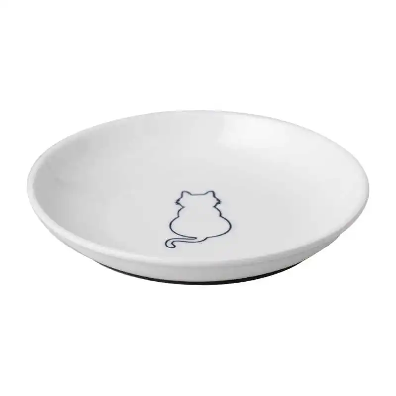 猫用陶器食器：滑り止め付きシリコンプレートでフードとおやつを安全に管理