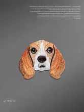 犬の頭の布パッチ【動物刺繍・リペア用・自己粘着タイプ】