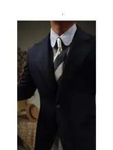 ビジネスカジュアル羊毛ジャケット【スリムフィット・ダークブルー】