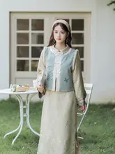 春夏用 輕やかなデザインの改良型チーパオ【古典印花・ノースリーブ・日常遣い・国風】（セットアップ対 応）