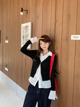韓国風デザインのレイヤードシャツ【長袖・シルエットを美しく見せる】