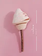猫用 かわいいキャラクターの毛付きアイスクリーム型歯磨きおもちゃ【木天蓼付き・解消】