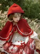 ストロベリーダイアリー ロリータスタイル ワンピース【長袖・エプロン付き・ケープデザイン】