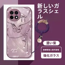 一加 Ace5pro専用スマホケース【ガラス製・チェーン付き・蝶柄デザイン・防滑・高級感あり】