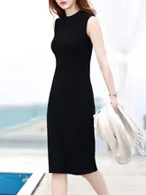 リブハーフハイネックノースリーブワンピース【夏用・フィット感ある中長丈】