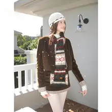 美式復古デザインのブラウンコーデュロイジャケットとチェック柄Aラインスカート（セットアップ対応）