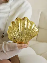 アクリル製サンゴ貝殻型ミニクラッチバッグ【ドレープデザイン・ファッション・斜め掛け対応】