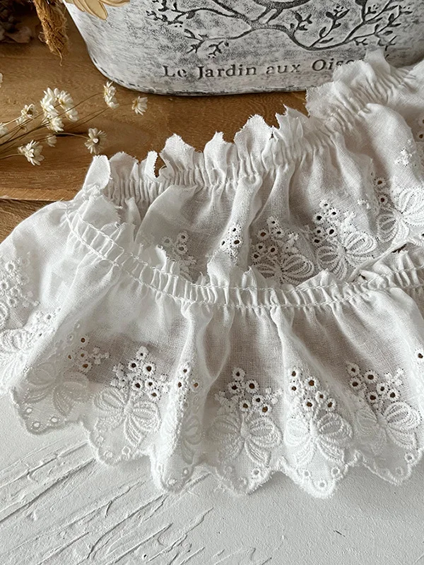 つけ襟 フリル とは？法德森のレース刺繍花柄コットン生地で実現する着こなしの技術