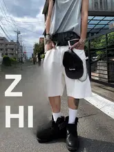デニムハーフパンツ メンズ ホワイト ワイド ストレート ルーズ 夏 着回し アメカジ