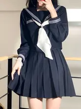 深い藍色のセーラー制服【短袖・長袖・学生向け】（セットアップ対応）
