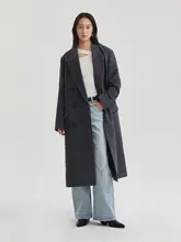 オリジナルデザインのビンテージ風ウールダブルブレストコート【パッド付き・シルエット】