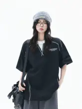 Tシャツ レディース 半袖 トップス フェイクレイヤード デコンストラクション ステッチデザイン シンプル 個性派 春物