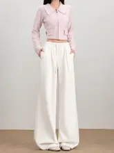 トレンドの杏色ワイドパンツ【ハイウエスト・フィット・女性用】